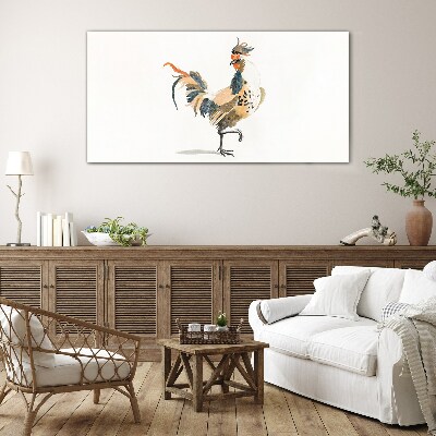 Rooster in watercolor Glass Print