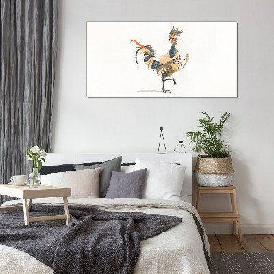 Rooster in watercolor Glass Print
