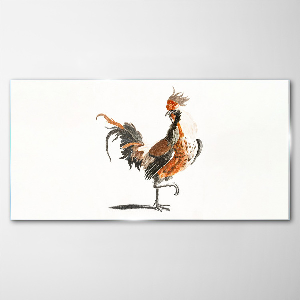 Rooster dancing Glass Print