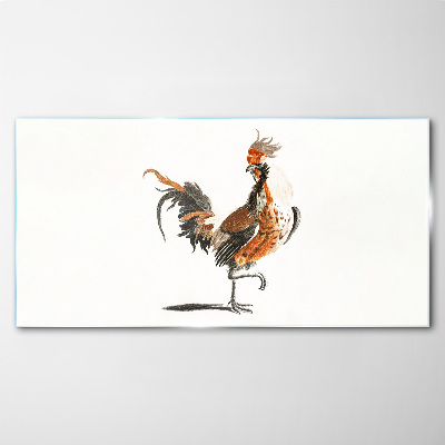 Rooster dancing Glass Print