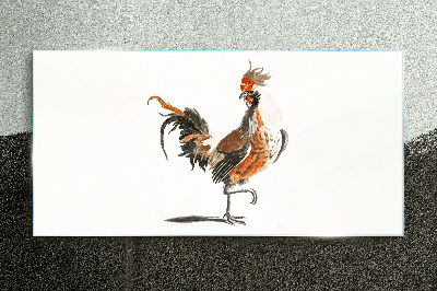 Rooster dancing Glass Print