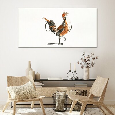 Rooster dancing Glass Print