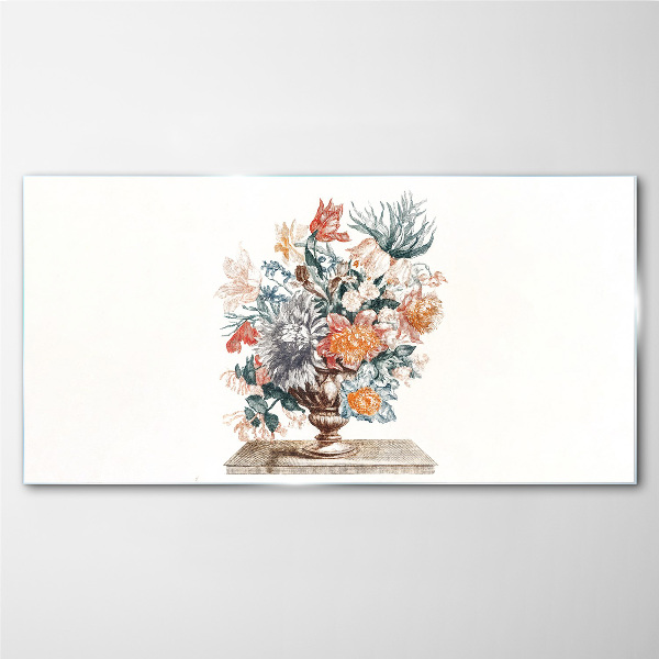 Floral arrangement in a vase Glass Print
