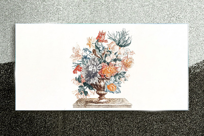 Floral arrangement in a vase Glass Print