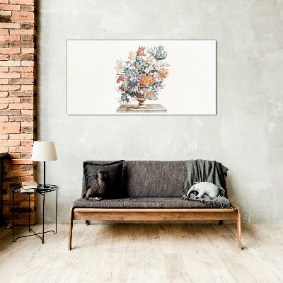 Floral arrangement in a vase Glass Print