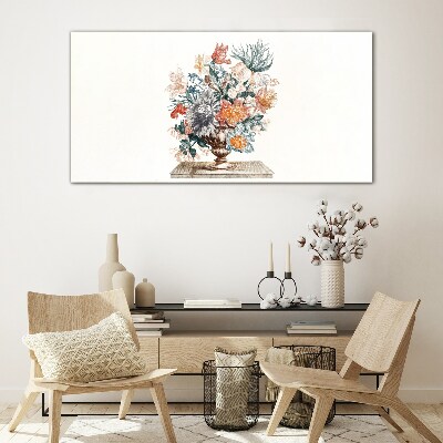 Floral arrangement in a vase Glass Print