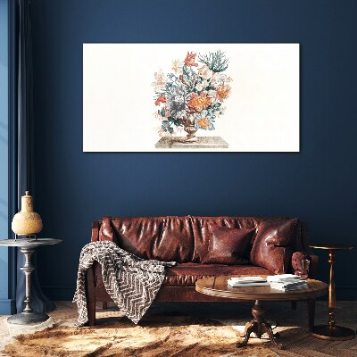 Floral arrangement in a vase Glass Print