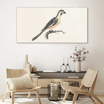 Bird on a branch Glass Print