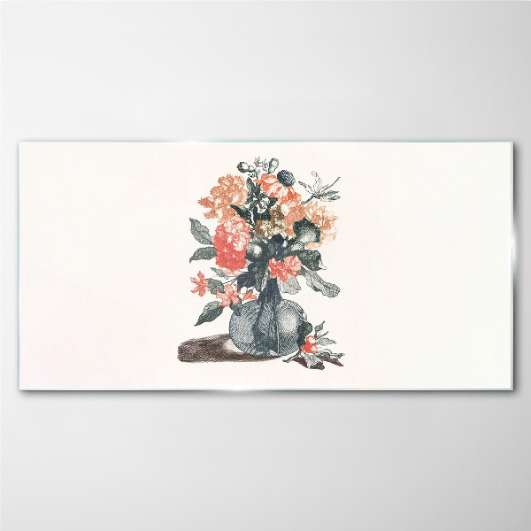 Floral arrangement in a vase Glass Print