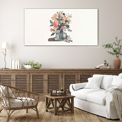 Floral arrangement in a vase Glass Print
