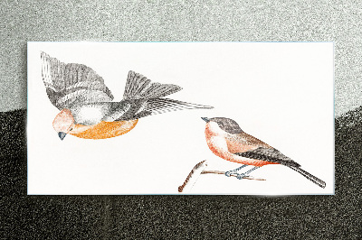 Birds in flight and on a branch Glass Print