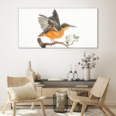 Figure animal bird branch Glass Print