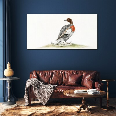 Duck on a natural background Glass Print