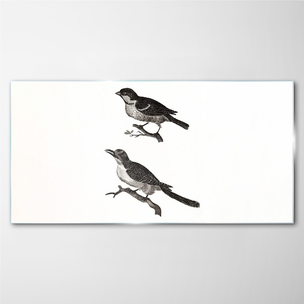 Birds on a branch Glass Print