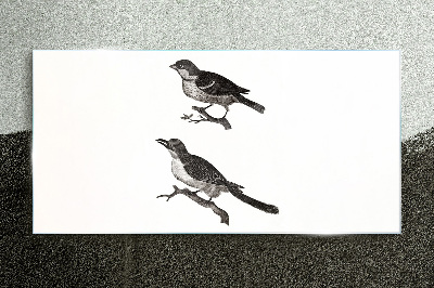 Birds on a branch Glass Print