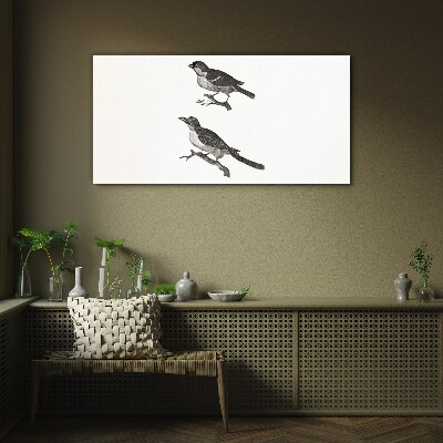 Birds on a branch Glass Print