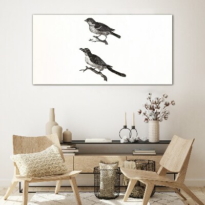 Birds on a branch Glass Print