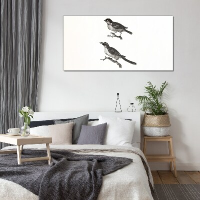 Birds on a branch Glass Print
