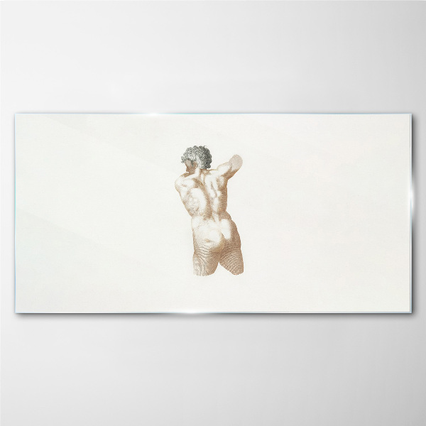 Nude of a man with hair Glass Print