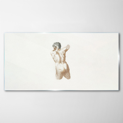 Nude of a man with hair Glass Print