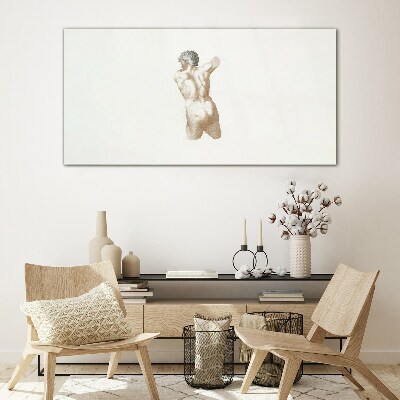Nude of a man with hair Glass Print