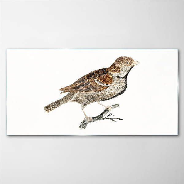 Figure animal bird branch Glass Print