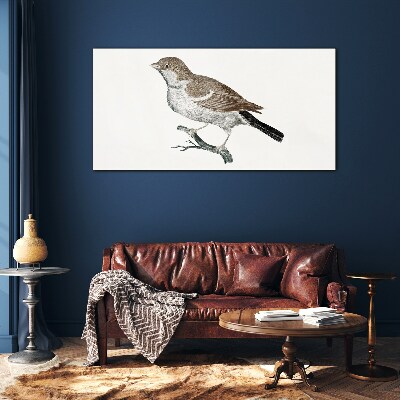Nightingale on a branch Glass Print