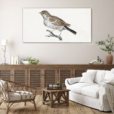 Nightingale on a branch Glass Print