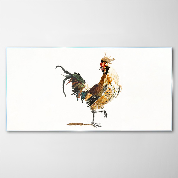 Rooster on the move Glass Print
