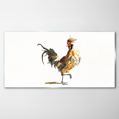 Rooster on the move Glass Print