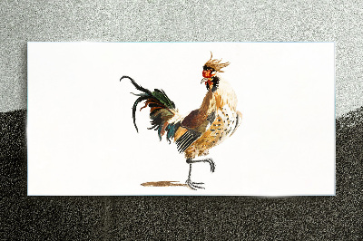 Rooster on the move Glass Print