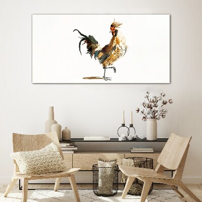 Rooster on the move Glass Print