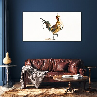 Rooster on the move Glass Print