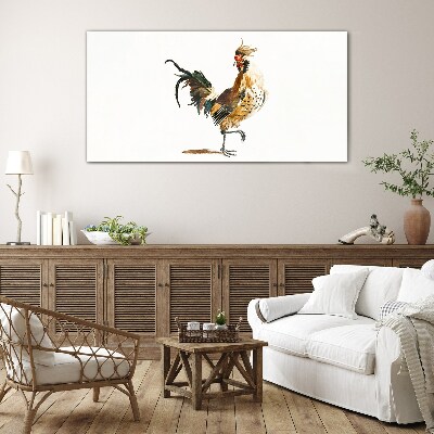 Rooster on the move Glass Print