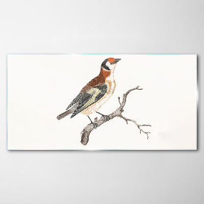 Bird on a branch Glass Print