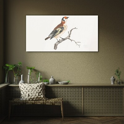 Bird on a branch Glass Print