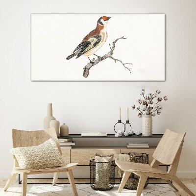 Bird on a branch Glass Print