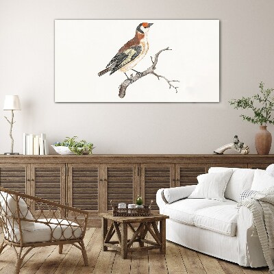 Bird on a branch Glass Print