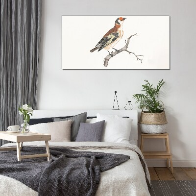 Bird on a branch Glass Print