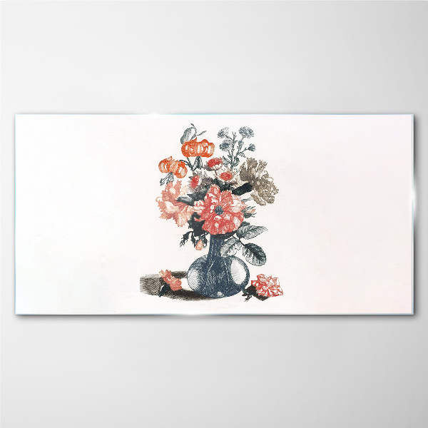 Floral arrangement in a vase Glass Print