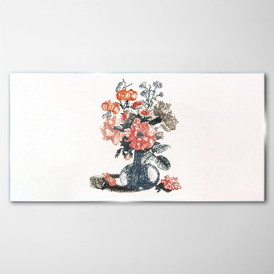 Floral arrangement in a vase Glass Print