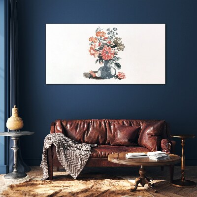 Floral arrangement in a vase Glass Print