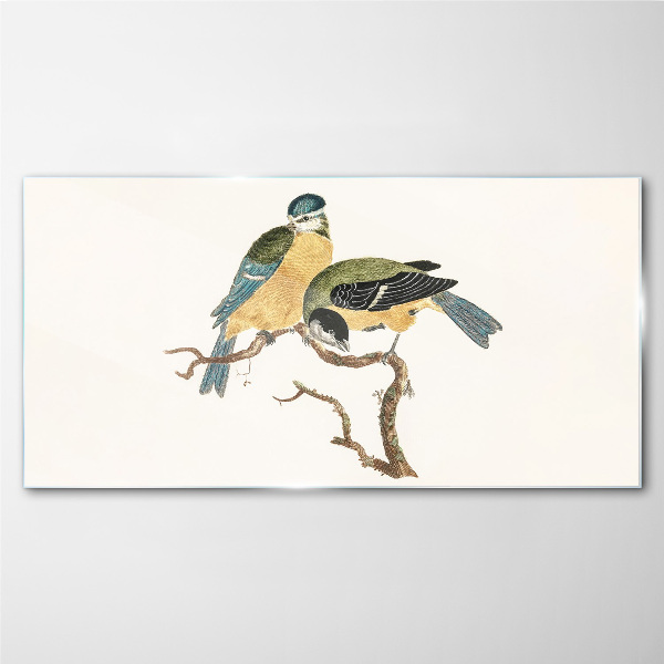 Winged friends on a branch Glass Print