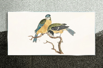 Winged friends on a branch Glass Print