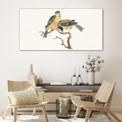 Winged friends on a branch Glass Print