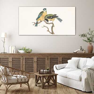 Winged friends on a branch Glass Print