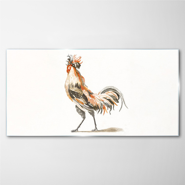 Rooster on the move Glass Print