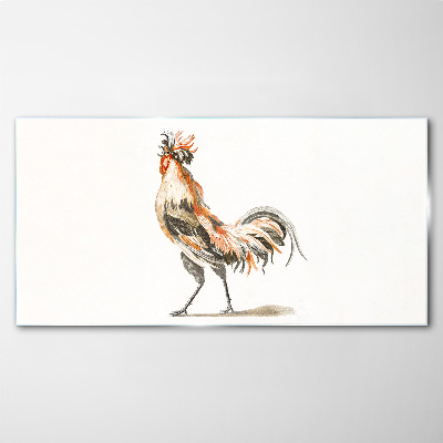 Rooster on the move Glass Print