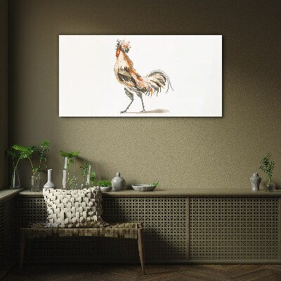 Rooster on the move Glass Print
