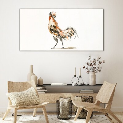 Rooster on the move Glass Print